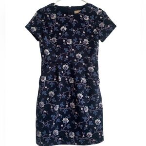 LOFT|Navy floral short sleeve dress with pockets•••Structured, size 12-Feminine
